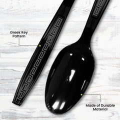 Black Plastic Spoon Heavy Duty Cutlery
