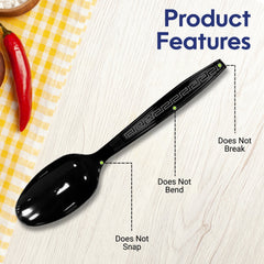 Black Plastic Spoon Heavy Duty Cutlery