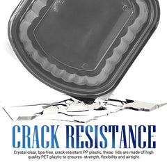 Oval Black Microwave Meal Prep Containers 1 Compartment With Lid