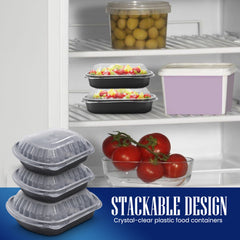 Oval Black Microwave Meal Prep Containers 1 Compartment With Lid