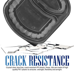 Oval Black Microwave Meal Prep Containers 2 Compartment With Lid