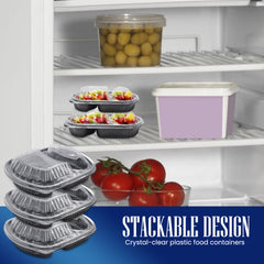 Oval Black Microwave Meal Prep Containers 2 Compartment With Lid