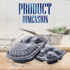 Oval Black Microwave Meal Prep Containers 3 Compartment With Lid