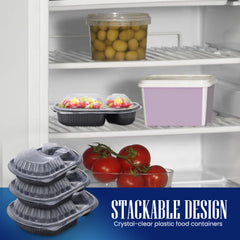 Oval Black Microwave Meal Prep Containers 3 Compartment With Lid