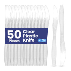 Clear & Black Plastic Knives – Heavy Duty Cutlery | Disposable Catering Supplies