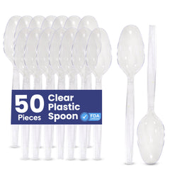 Clear & Black Plastic Spoons – Heavy Duty Cutlery | Disposable Catering Supplies