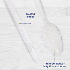 Clear & Black Plastic Spoons – Heavy Duty Cutlery | Disposable Catering Supplies