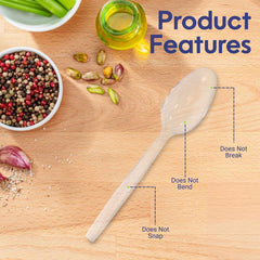 Clear & Black Plastic Spoons – Heavy Duty Cutlery | Disposable Catering Supplies