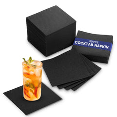 Black Cocktail Paper Napkins 2-Ply – Available in Multiple Sizes  | Premium Disposable Tissue Napkins for Parties, Bars & Events