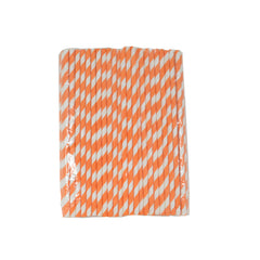 Paper Straw Orange White 6 MM 100 Pieces