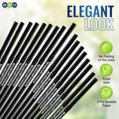 PLA Black Flexible Straws – 6mm & 8mm (200mm Length, Individually Wrapped) – 100 PCS Each