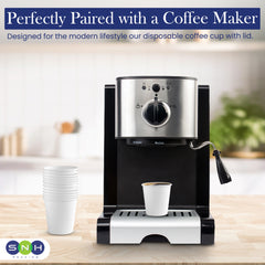 Single Wall White Paper Cup with Black Lid