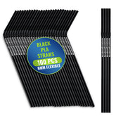 Eco Friendly Black PLA Straw Flexible 6MM 100 Pieces