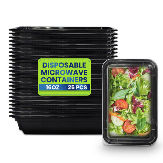 Rectangular Microwave Container 16 Oz Black Base With Lid