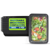 Rectangular Microwave Container 28oz Black Base With Lid