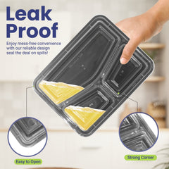 Microwave Container With Lid 3 Compartment