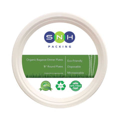 Bagasse Biodegradable Plate White 9 Inch 500 Pieces - Your One Stop Solution UAE