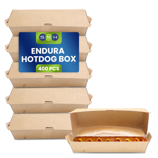 Endura Hotdog Box Brown – 1x400 PCS | Eco-Friendly Kraft Takeaway Food Packaging