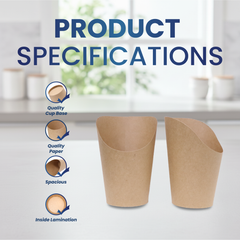 French Fries Scoop – Brown 12oz | Eco-Friendly Kraft Takeaway Packaging