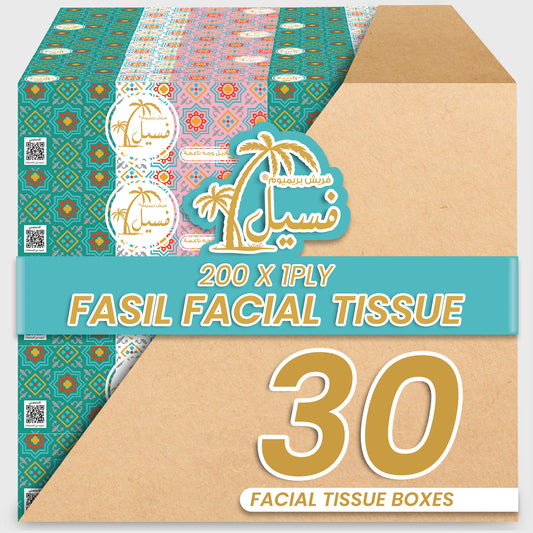 Fasil Facial Tissue 200 Sheet 1 Ply Pack 30 Pieces