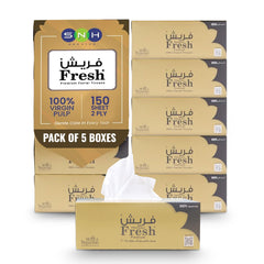 Fresh Facial Tissue – 150 Sheets (Pack of 5 & Pack of 10 Boxes) | 2-Ply Tissues