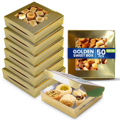 Paper Sweet Box Gold/Aluminium with Window – Multiple Sizes