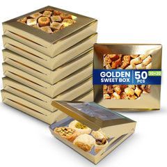 Paper Sweet Box Gold/Aluminium with Window – Multiple Sizes