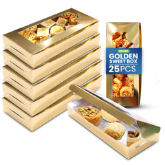 Paper Sweet Box Gold/Aluminium with Window – Multiple Sizes