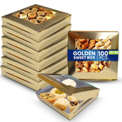 Paper Sweet Box Gold/Aluminium with Window – Multiple Sizes