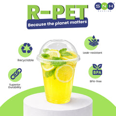 RPET Cups With Lid - Disposable Cold Drink Cups