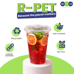 RPET Cups With Lid - Disposable Cold Drink Cups