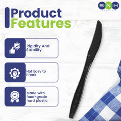 Knife Black Heavy Duty Disposable Black Plastic Knives
