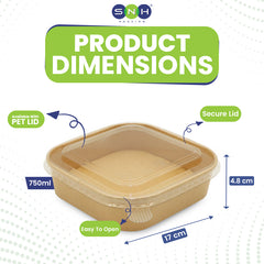 Square Brown Salad Bowl With Lid