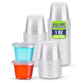 Clear Jello Shot Cup With Lid 100 Pieces-SNHPacking