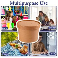 وعاء حساء دائري من كرافت مع غطاء عبوة من 10 قطع