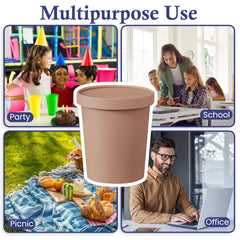 وعاء حساء دائري من كرافت مع غطاء عبوة من 10 قطع