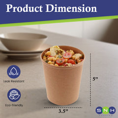 وعاء حساء دائري من كرافت مع غطاء عبوة من 10 قطع