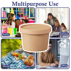 وعاء حساء دائري من كرافت مع غطاء عبوة من 10 قطع