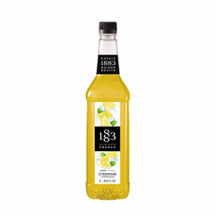 Bottle of 1883 lemonade syrup on a white background