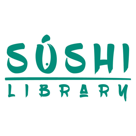 Teal 'SUSHI LIBRARY' logo on a white background
