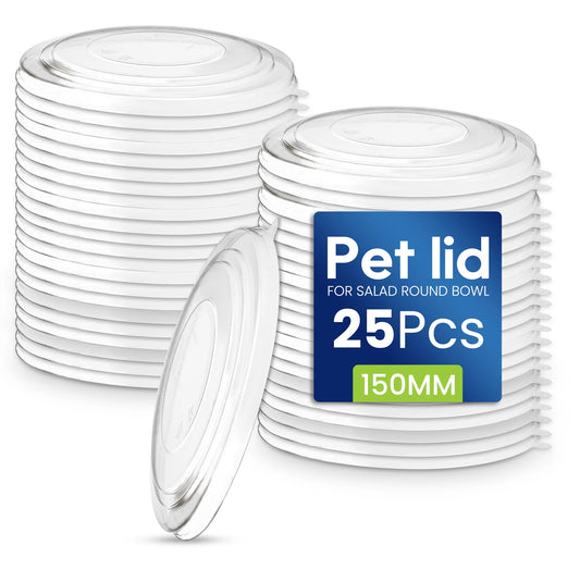 PET & PP Lids for Round Salad Bowl - 150mm & 165mm| Clear, Durable & Leak Proof