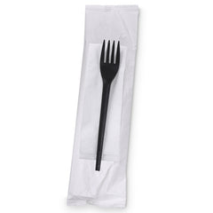 PLA Cutlery Pack Black (Fork & Napkin) – Eco-Friendly Disposable Tableware