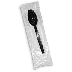 PLA Cutlery Pack – Black Spoon & Napkin (500 Packs) | Eco-Friendly Biodegradable Disposable Tableware