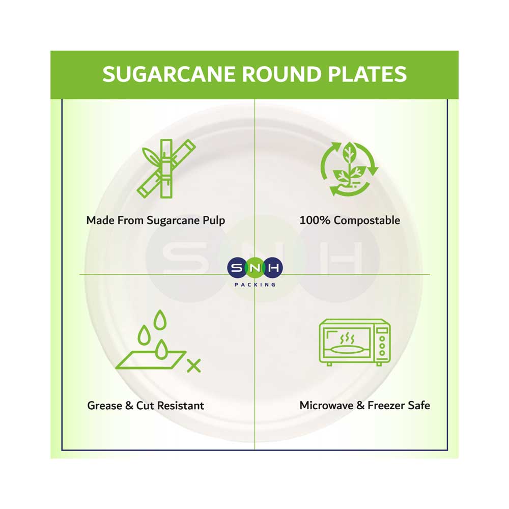Bio-Degradable Plate 9 Inch 50 Pieces-SNHPacking