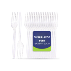 Clear & Black Plastic Forks – Heavy Duty Cutlery | Disposable Catering Supplies