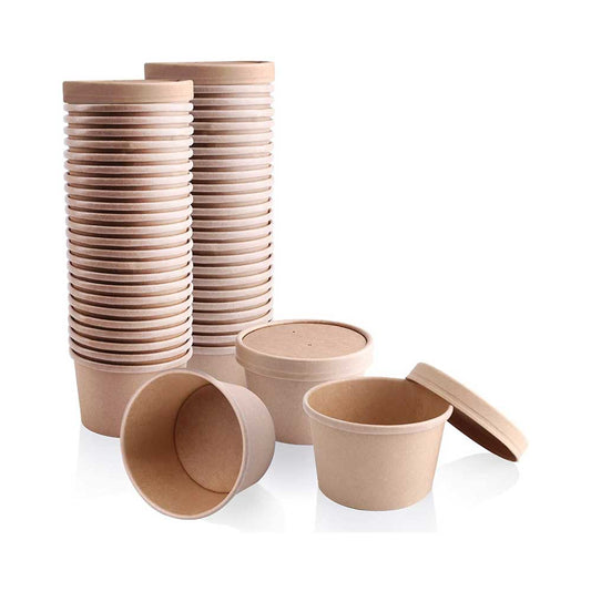 Kraft Soup Cup Brown 8 OZ With Lid 1X500 Pieces - Your One Stop Solution UAE