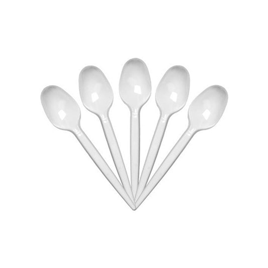 ملعقة شاي بلاستيكية للاستخدام مرة واحدة باللون الأبيض 1X2000 قطعة