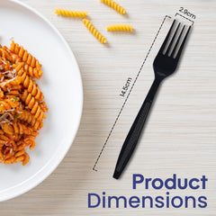 Clear & Black Plastic Forks – Heavy Duty Cutlery | Disposable Catering Supplies