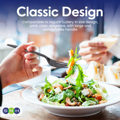 Clear & Black Plastic Forks – Heavy Duty Cutlery | Disposable Catering Supplies