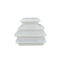 Microwave Container Rectangle White With Lid 1X150 Pieces